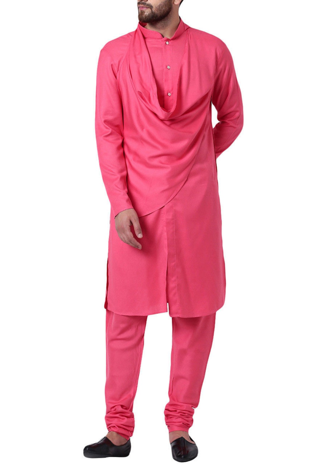 Cowl style kurta pajama in pink color GetEthnic
