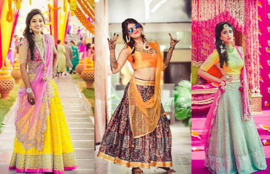 Labels South Indian Brides Are Loving For Their Mehendi! | Half saree  designs, Half saree lehenga, Half saree