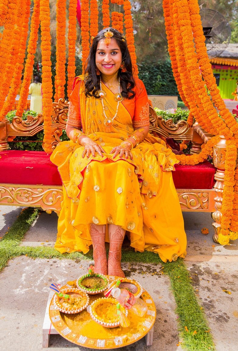 Traditional Haldi Outfit | Yellow Cotton Saree