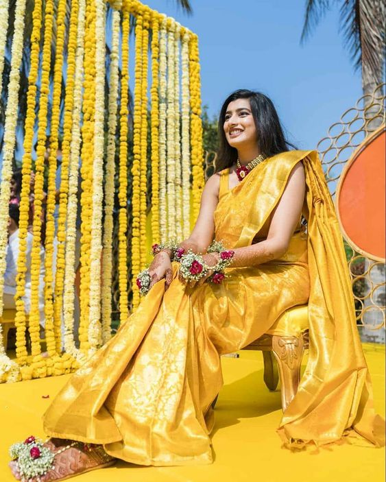 Haldi Ceremony Outfit | Yellow Haldi Ceremony Saree