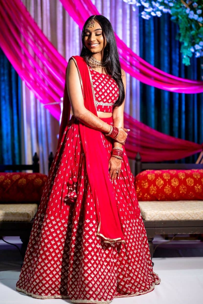 Indian wedding guest Dresses - red Lehenga 