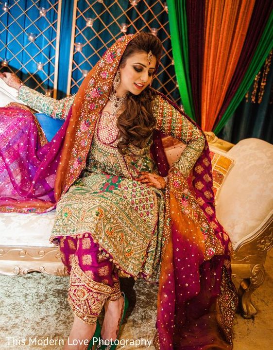 Buy Latest Mehndi Mayon Wear Green Short Shirt - Gharara  Wear green,  Traditional indian outfits, Pakistani bridal wear