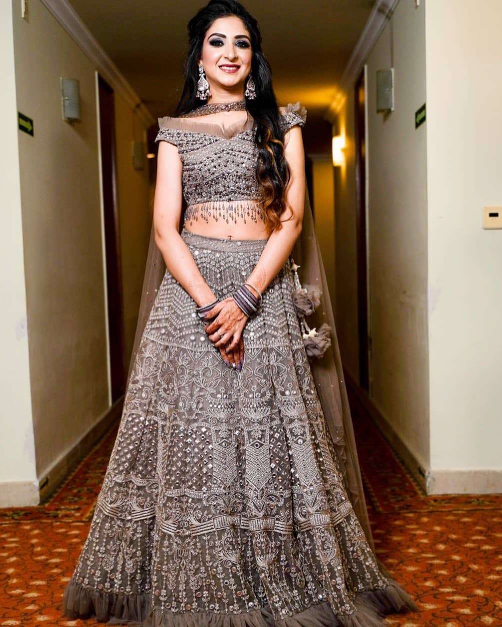 Photo of Sangeet or cocktail gown in peach