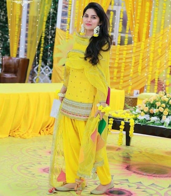 Haldi Function Dress Yellow Outfit for Women