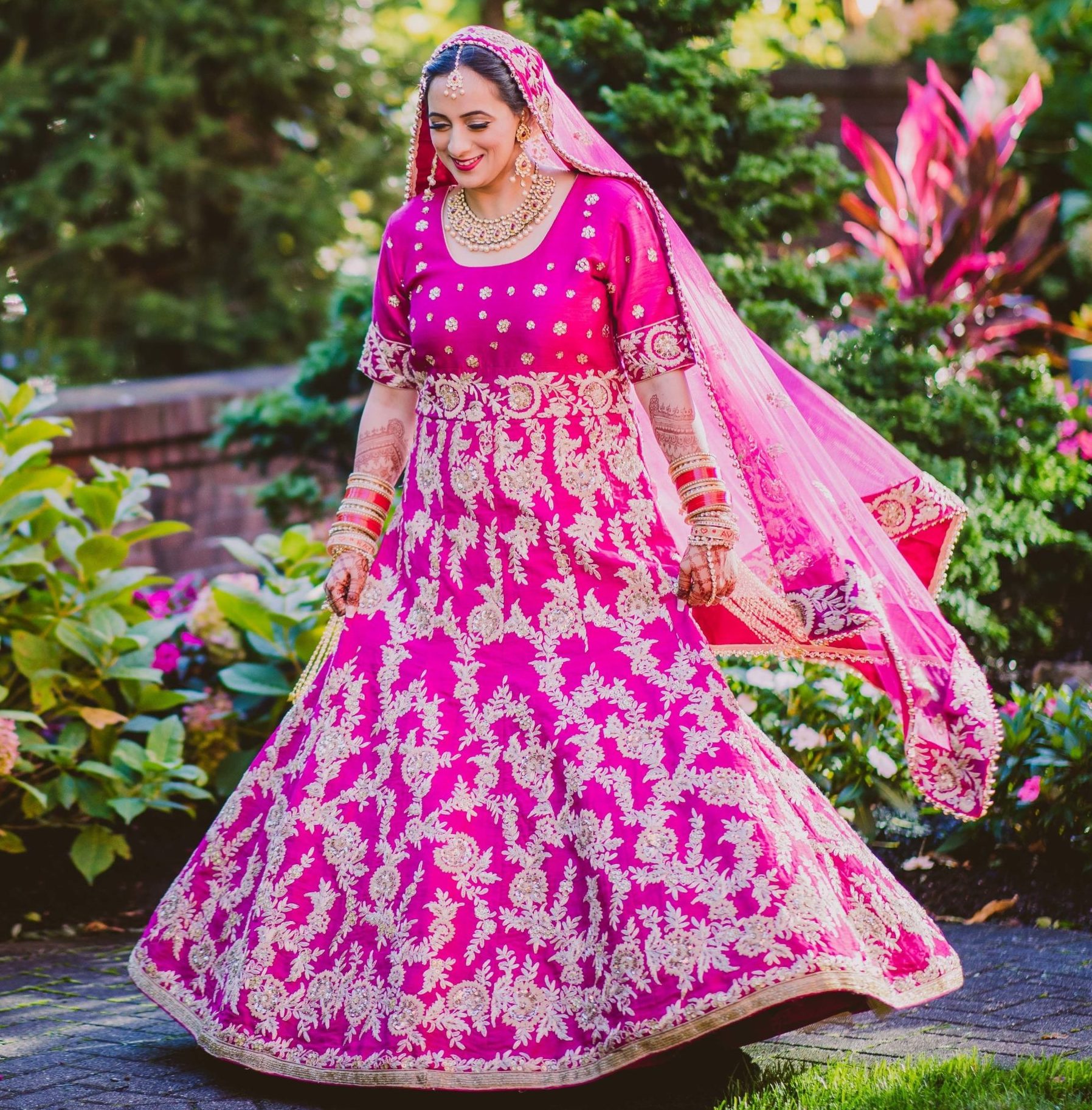 Princess in Pretty Pink Lehenga Punjabi Wedding Dress