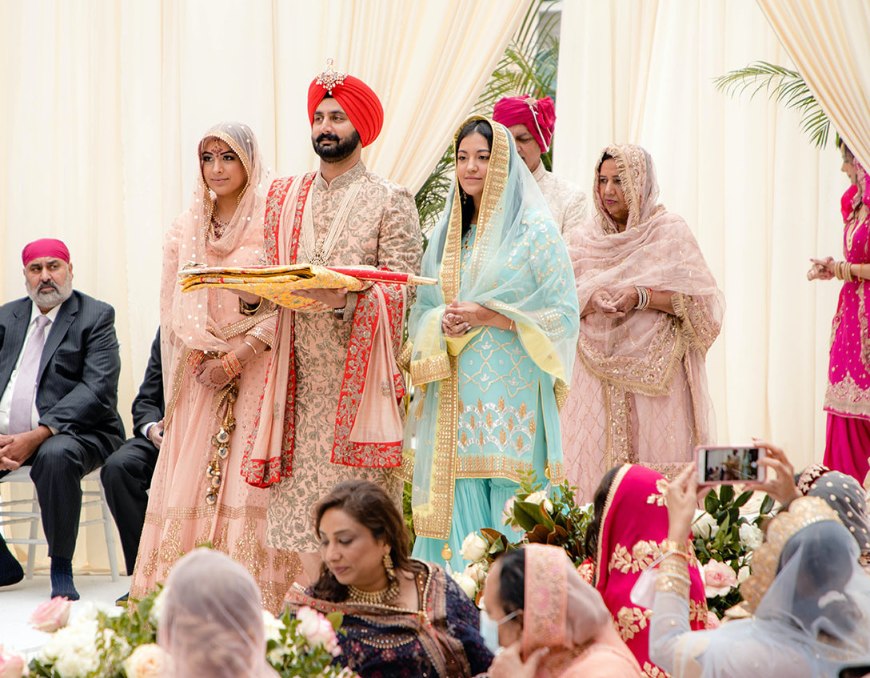 Red Turban with Cream Sherwani - Punjabi Wedding dress for Groom