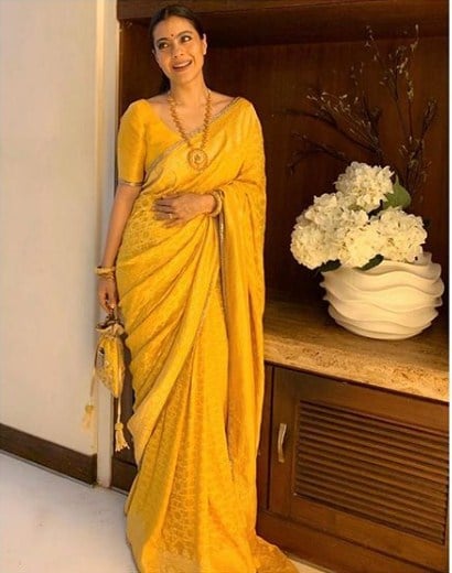 Bandhini saree in turmeric yellow