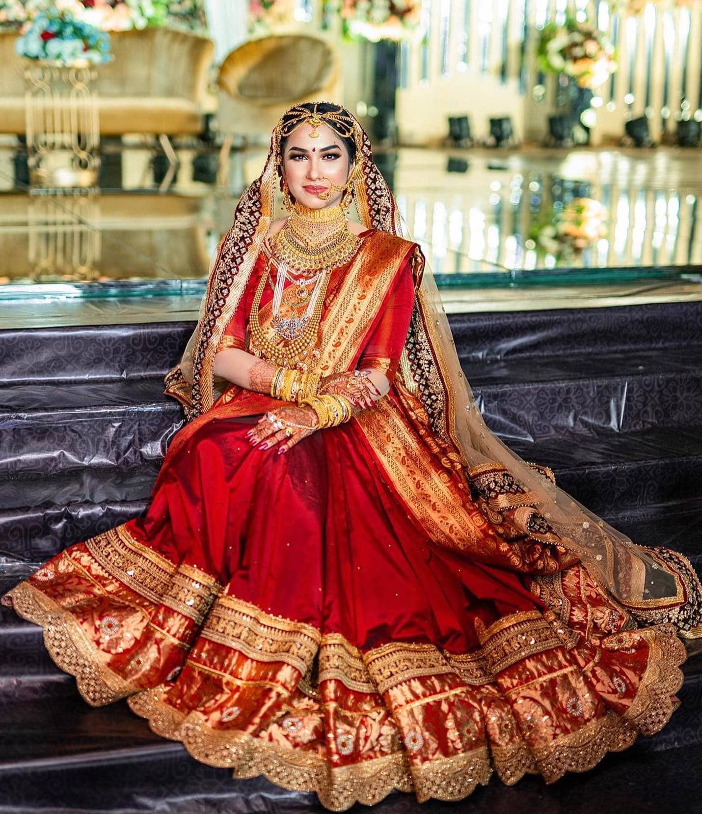 Banarasi Borders - Red Bridal Banarasi Lehenga 