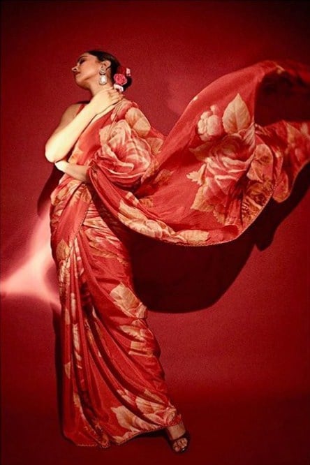 Red Saree Deepika Padukone by Sabyasachi 