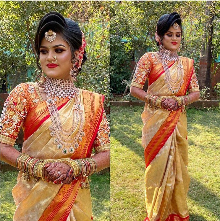 Beautiful Hairstyle on Saree for engagement and Wedding – Traditional Sarees  | Types of Sarees | Blouse Designs | Hairstyle for Saree