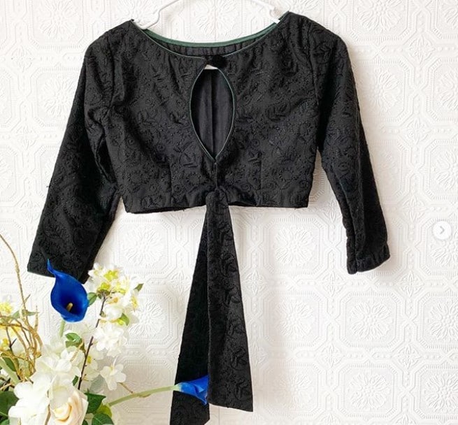 Black Blouse with Bow Tail
