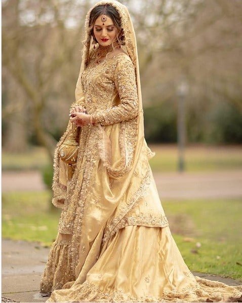 Golden Mughal skirt and kurti wedding dress