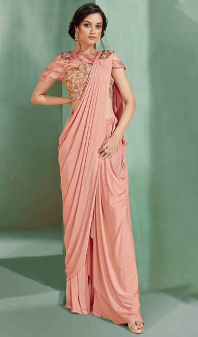 saree blouse designs - peach Desire