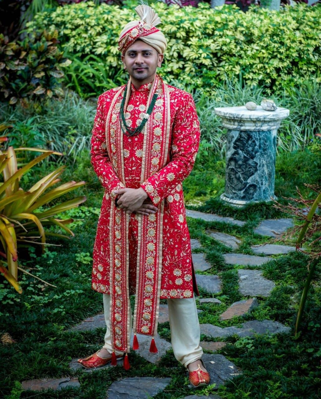 The Red Floral Sherwani