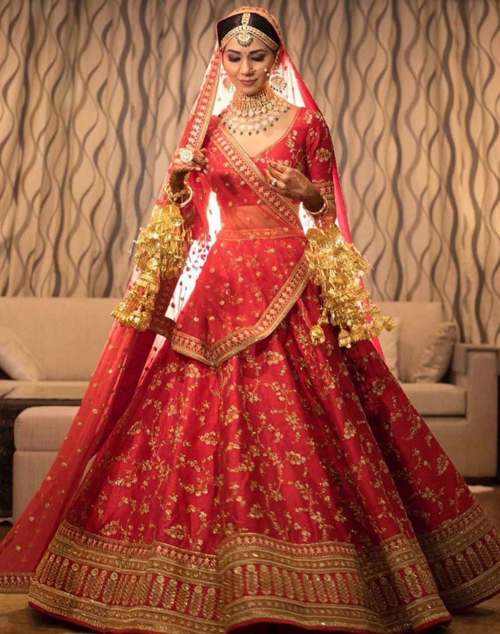 Regal Red Handmade Bridal Lehenga Set – Rana's by Kshitija