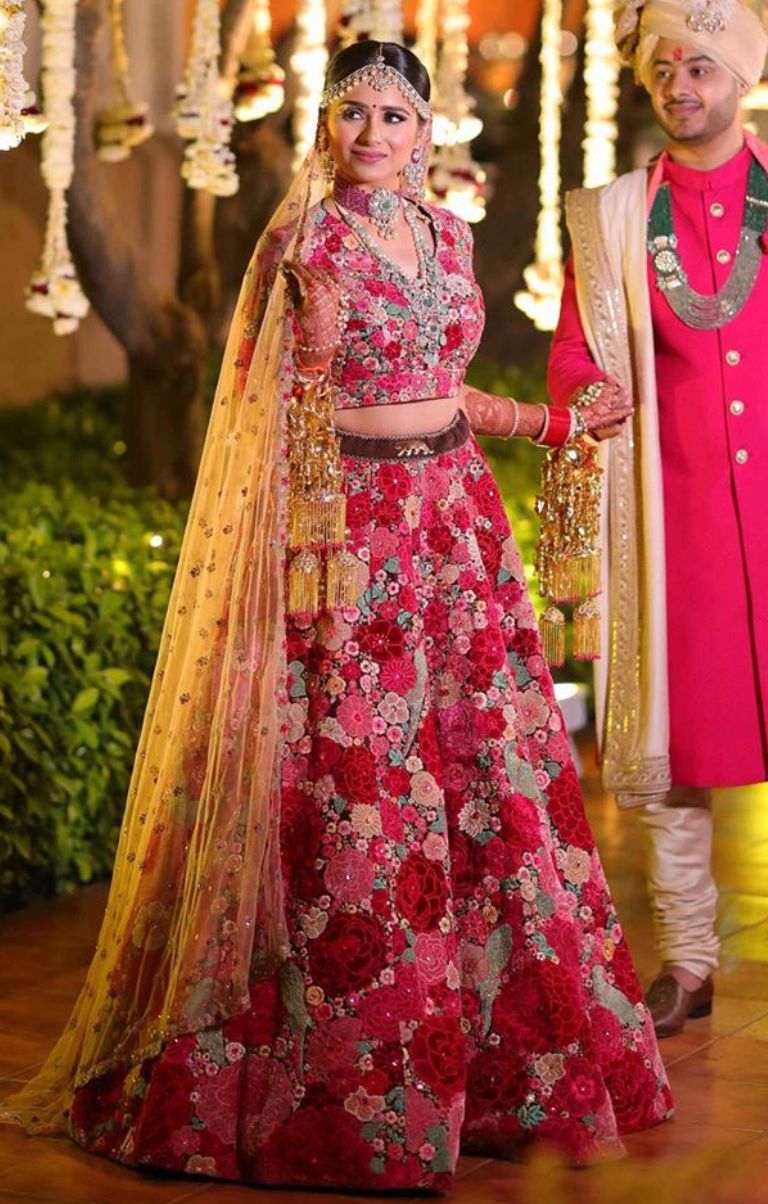 The Floral Red Lehenga