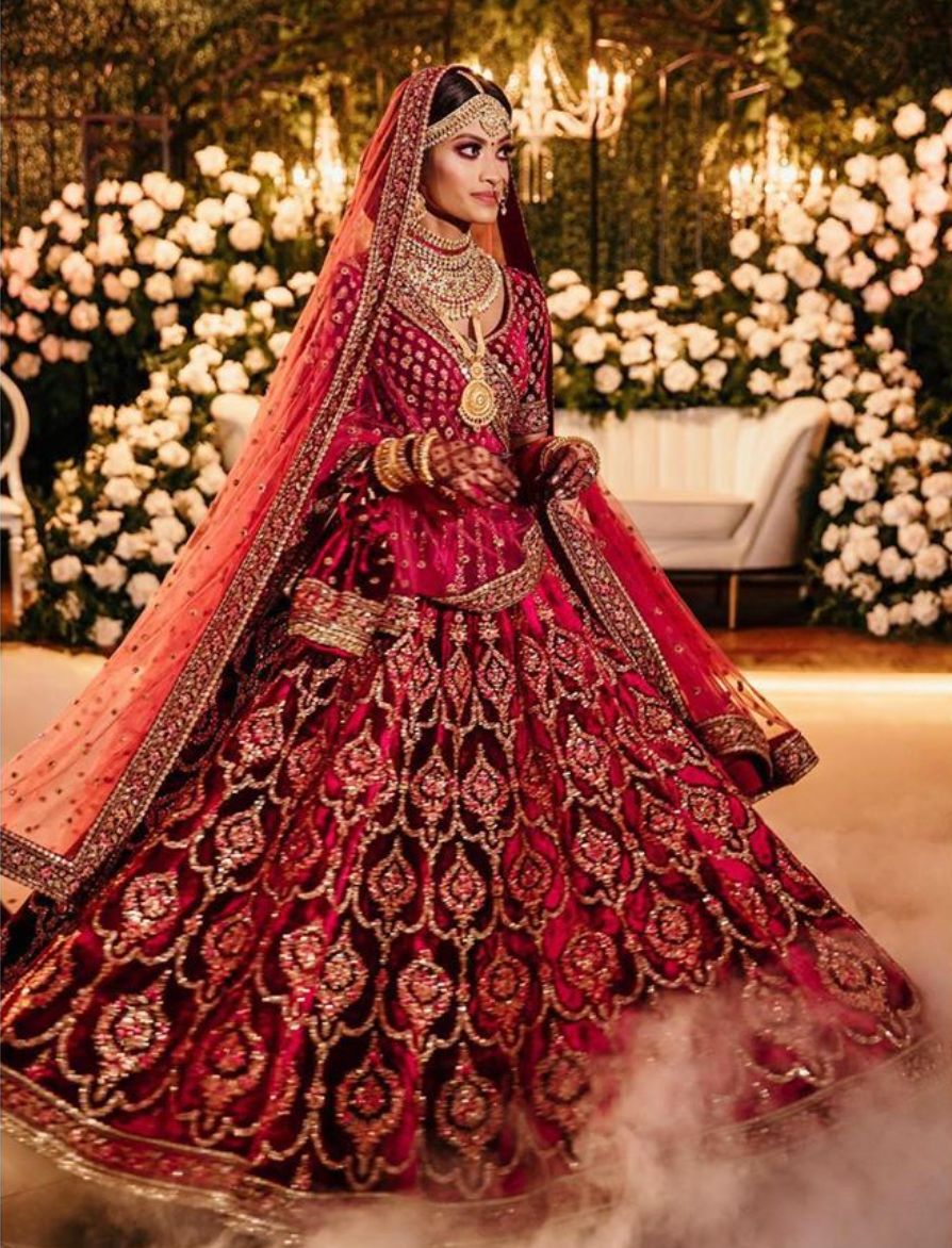 Designer Wedding Lehenga in Velvet For Brides - Gajiwala