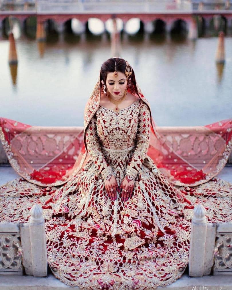 Red and Gold Bridal Dress - Muslim Wedding Dresses