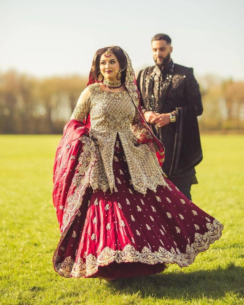 Muslim Bridal Dress - The Red & Gold Contemporary Bridal Sharara