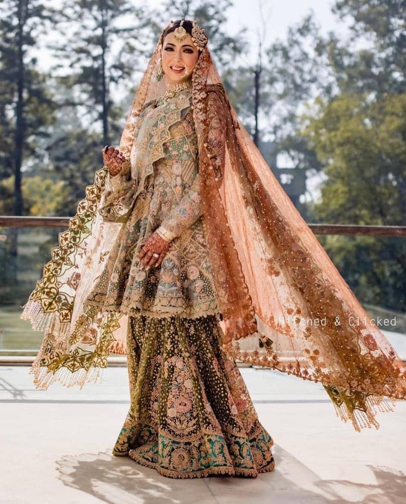 Muslim Bride wearing Heavily Embellished Sharara