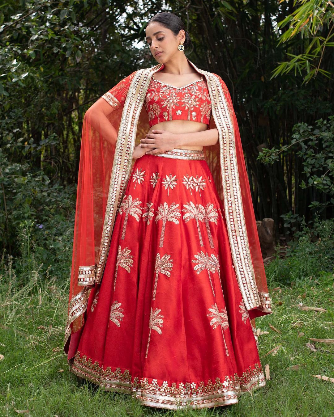 Details more than 82 cream and red combination lehenga - POPPY