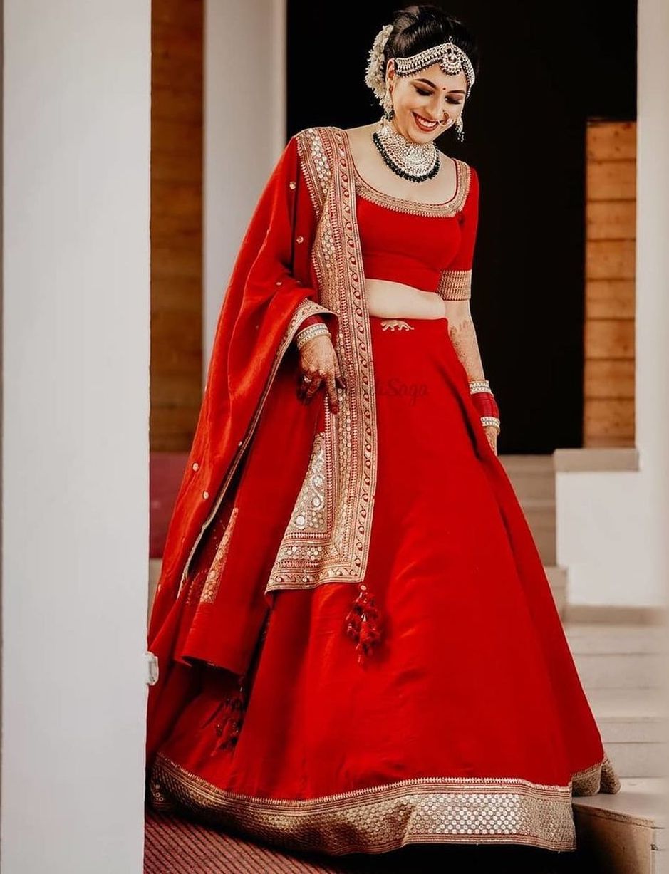All For Solids red bridal Lehenga