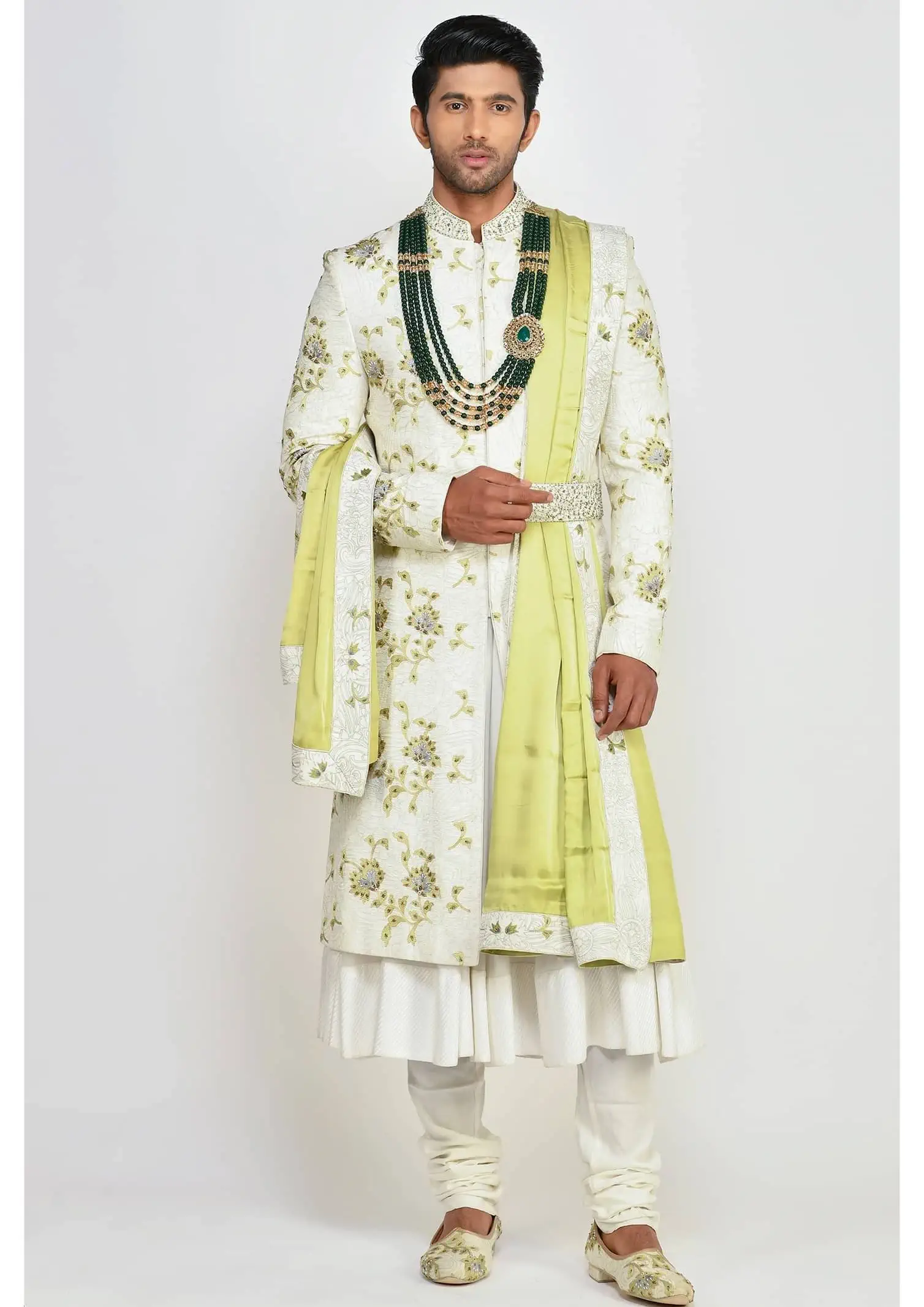 Floral Embroidered Anarkali Sherwani - Indian Groom outfit