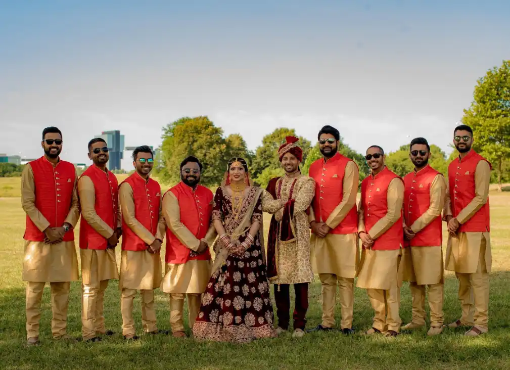 Go Orange boys - Indian Groomsmen Dress