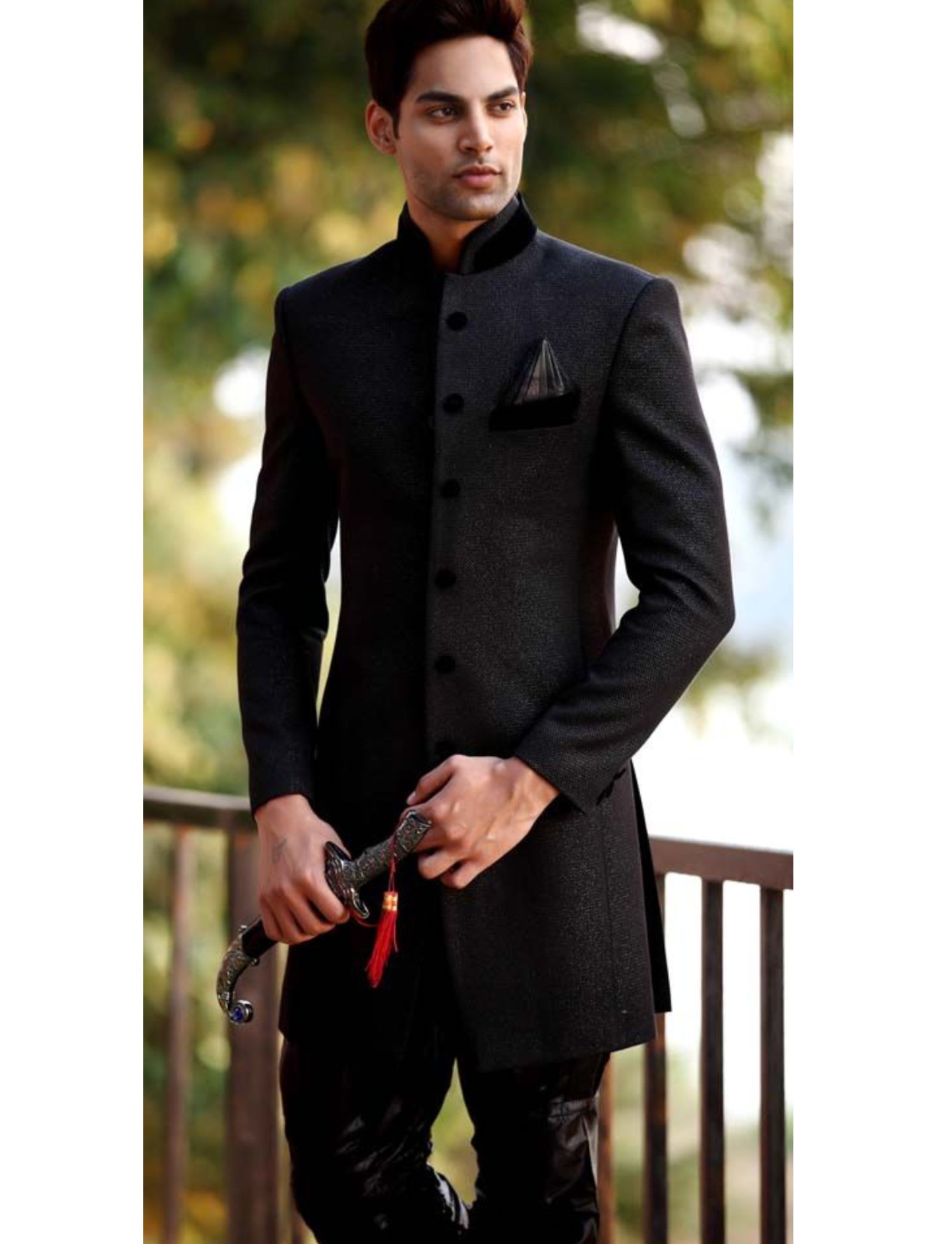 Long Black Indo Western Suit