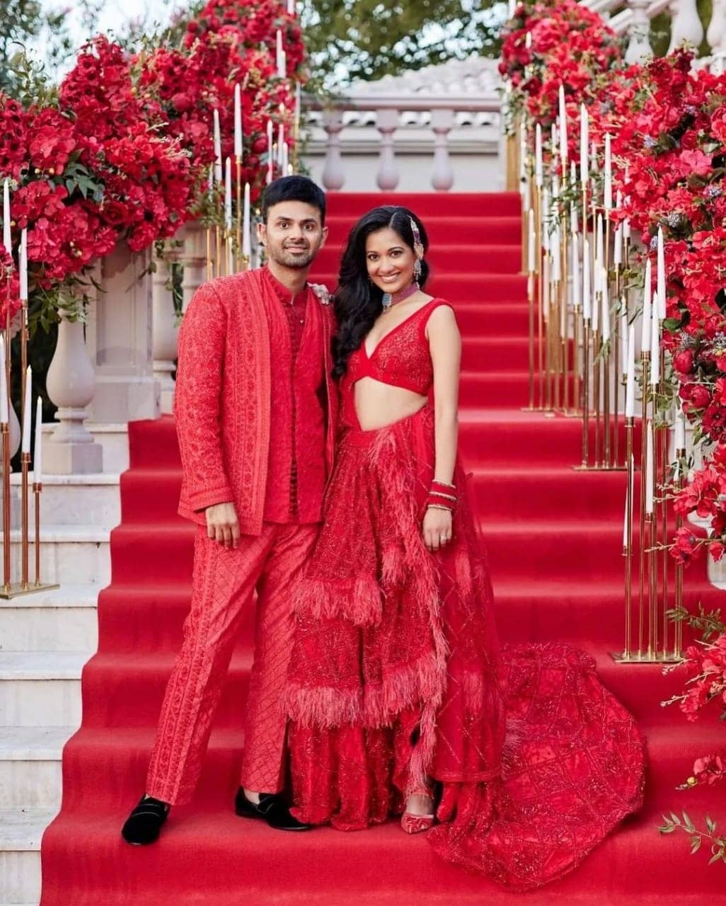 Red for Love - Color Matching Lehenga Sherwani