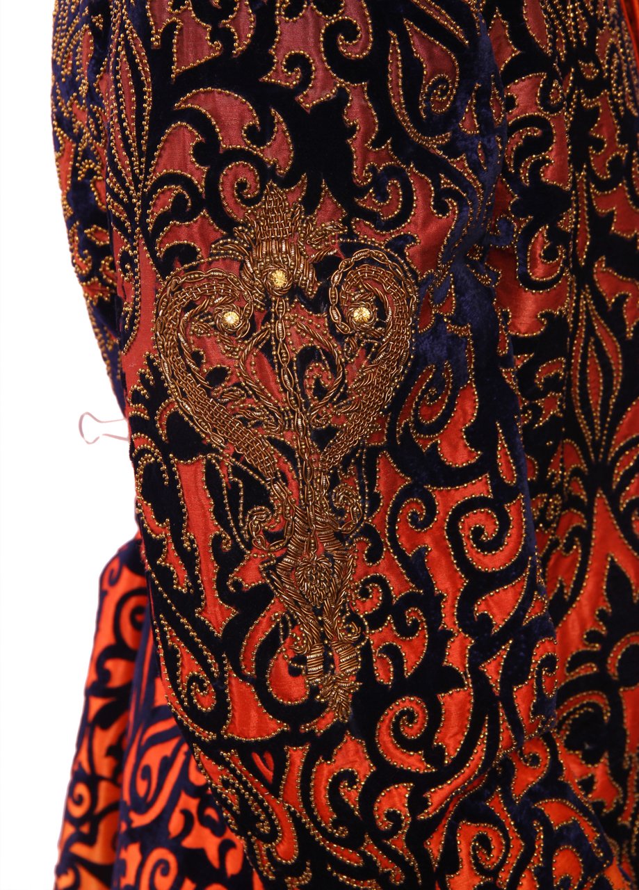 Silk And Velvet Ombre Dyed Indo Western Sherwani - GetEthnic