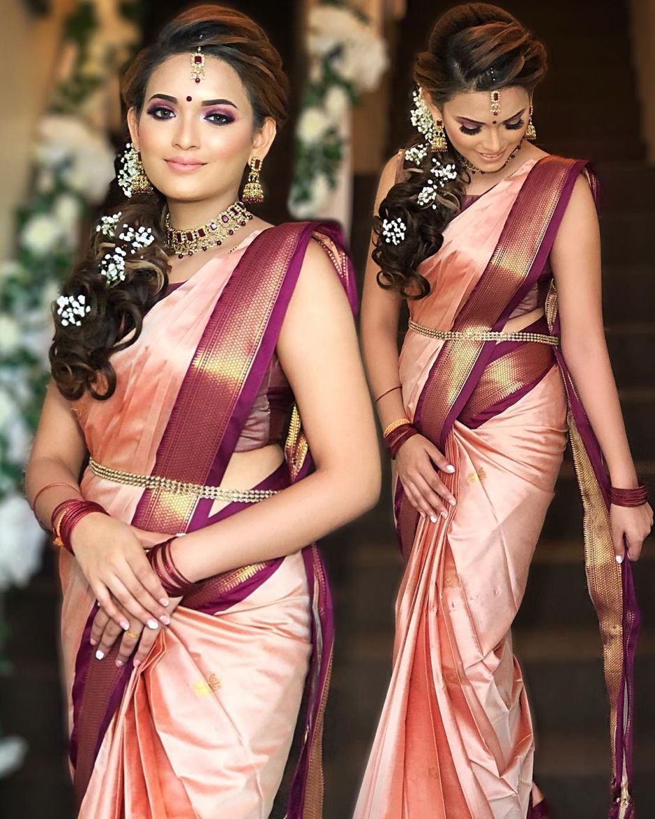 A Contemporary bridal Saree Look
