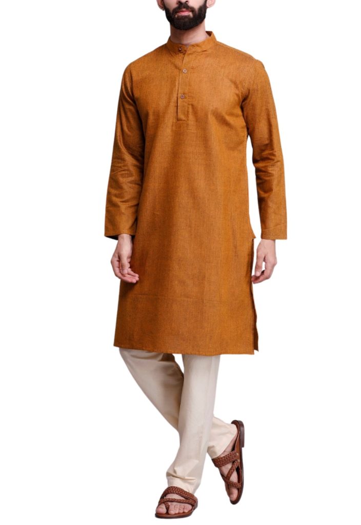 Cottonbased caramel brown kurta pajama GetEthnic