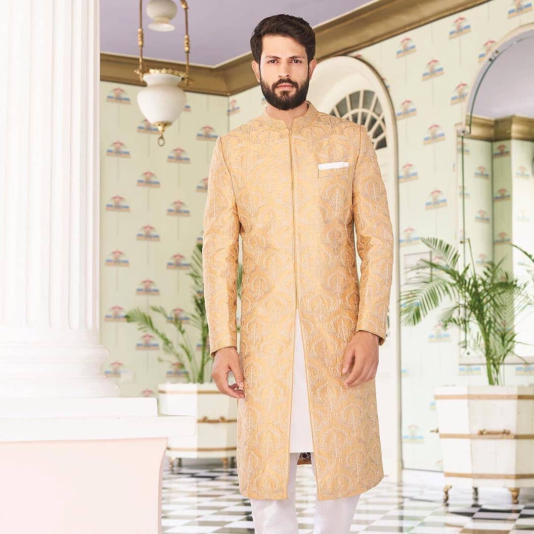 Let the Cuts Do the Speaking - Classy Gold Sherwani