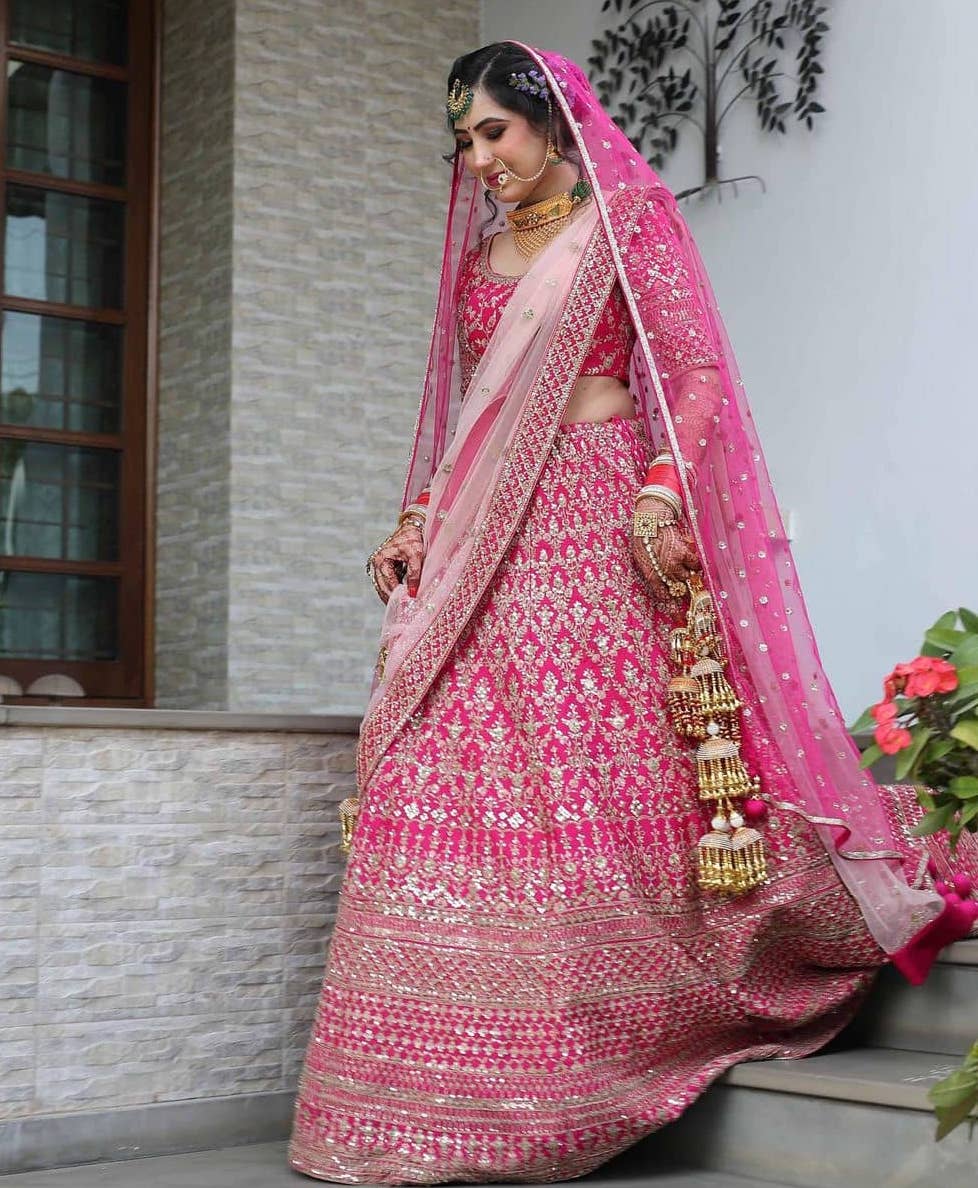 Baby Pink Lehenga Choli Indian Wedding Party Wear Silk Lengha Chunri Sari Saree 