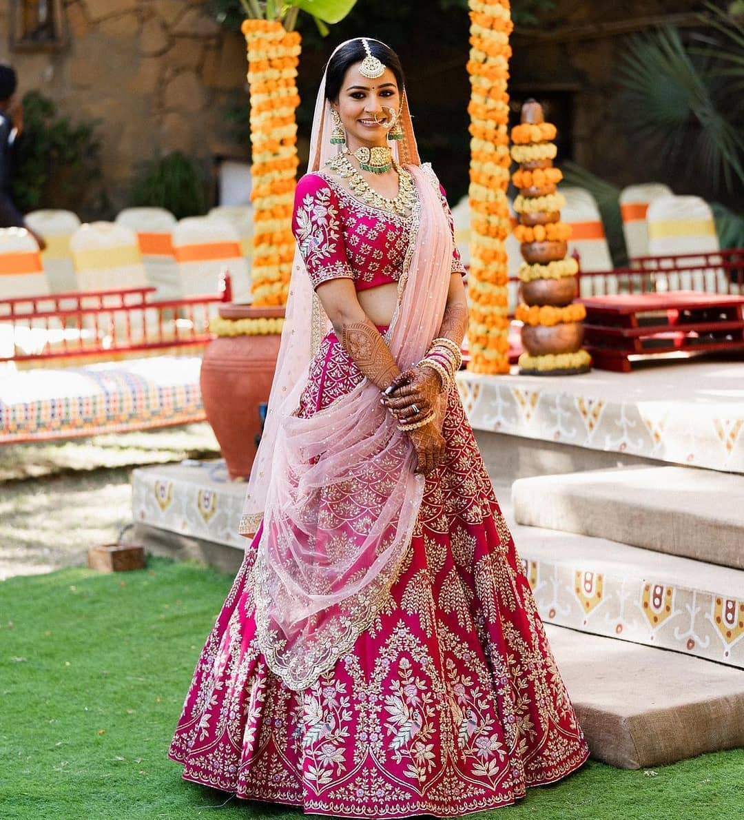 Buy Pink Bridal Velvet Designer Lehenga Choli : 200246 -