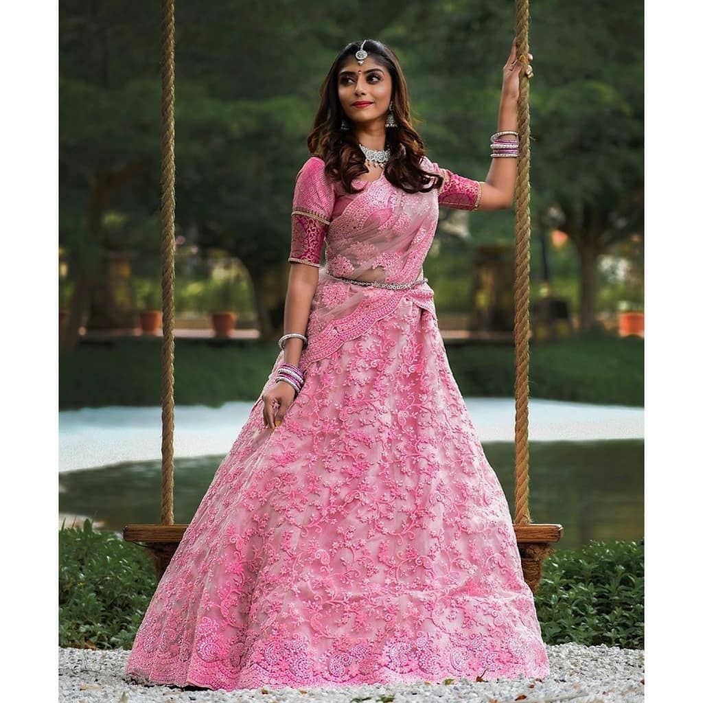 Gown-style Pink Lehenga