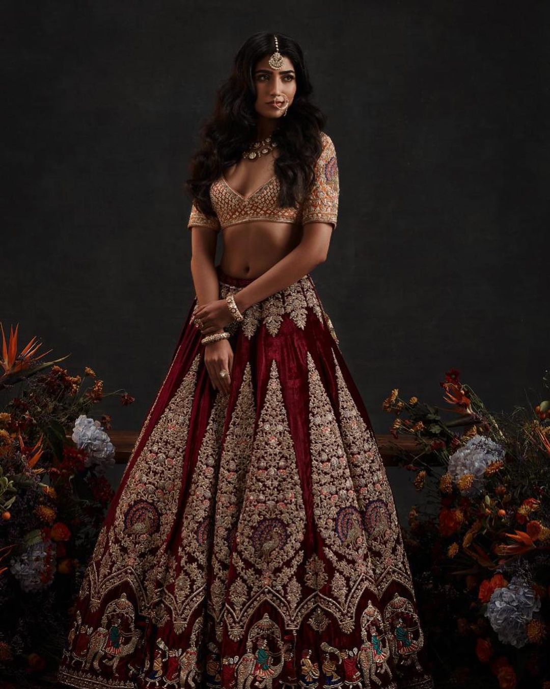 Bold wedding lehenga with a blend of west and east