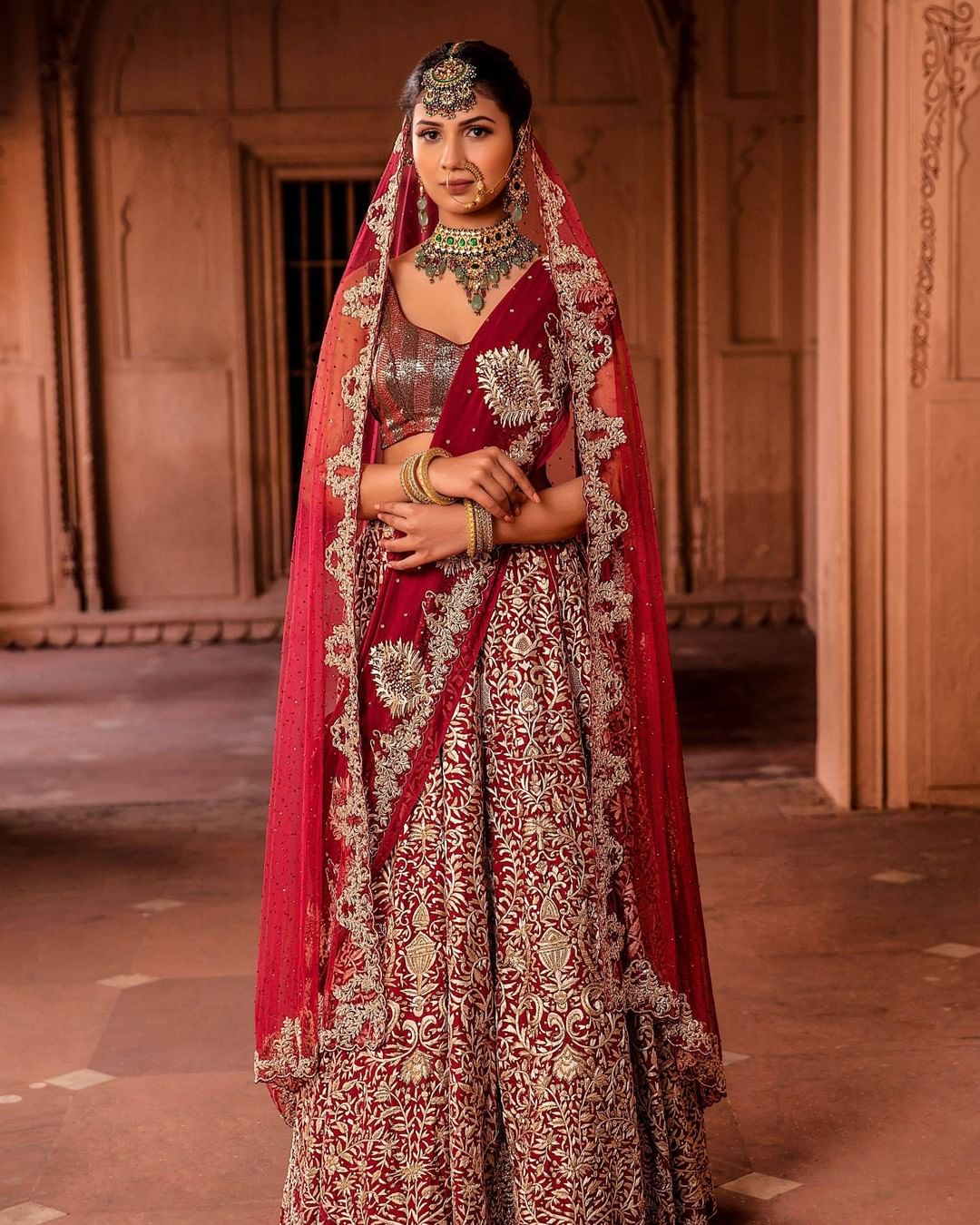 Contemporary bridal lehenga with handcrafted embroidery