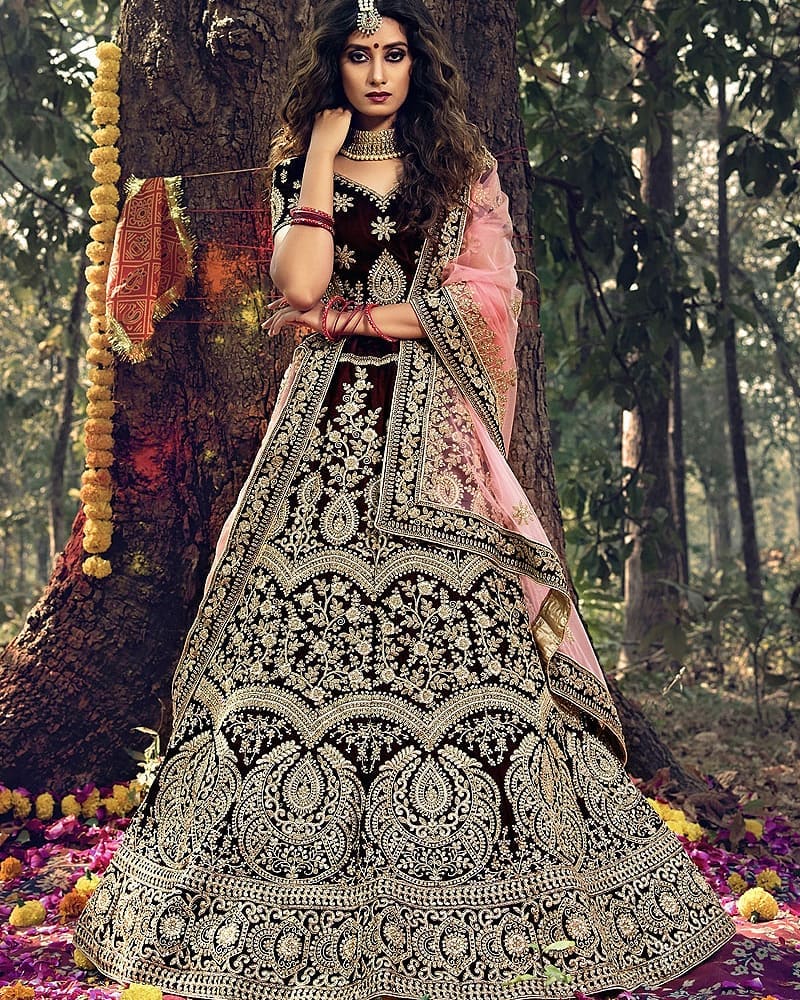 Dreamy wedding lehenga with extensive embroidery all over
