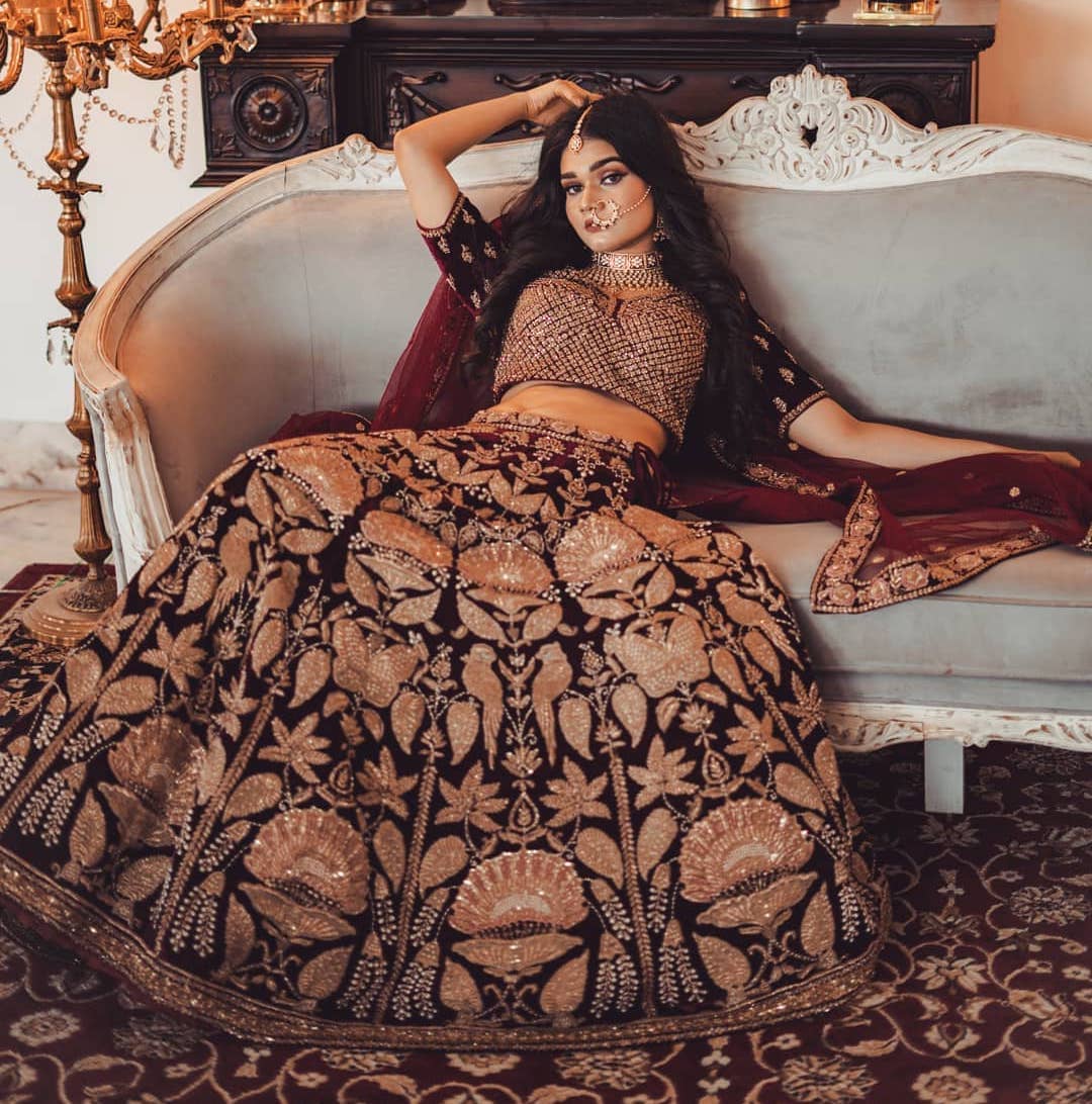  Queen of the Forest Maroon lehenga