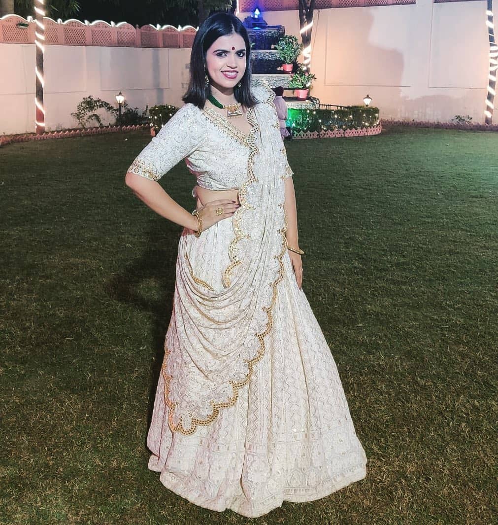 Never Going Out of Style white Lehenga Saree