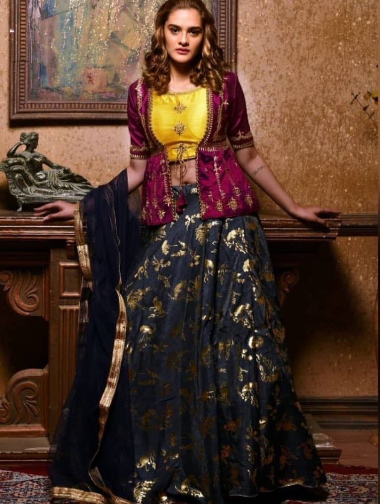 Purple Embroidered Jacket Lehenga Set Design by Stotram at Pernia's Pop Up  Shop 2024