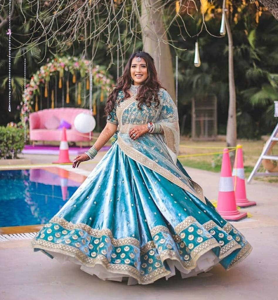 Update more than 158 sky blue lehenga for engagement latest