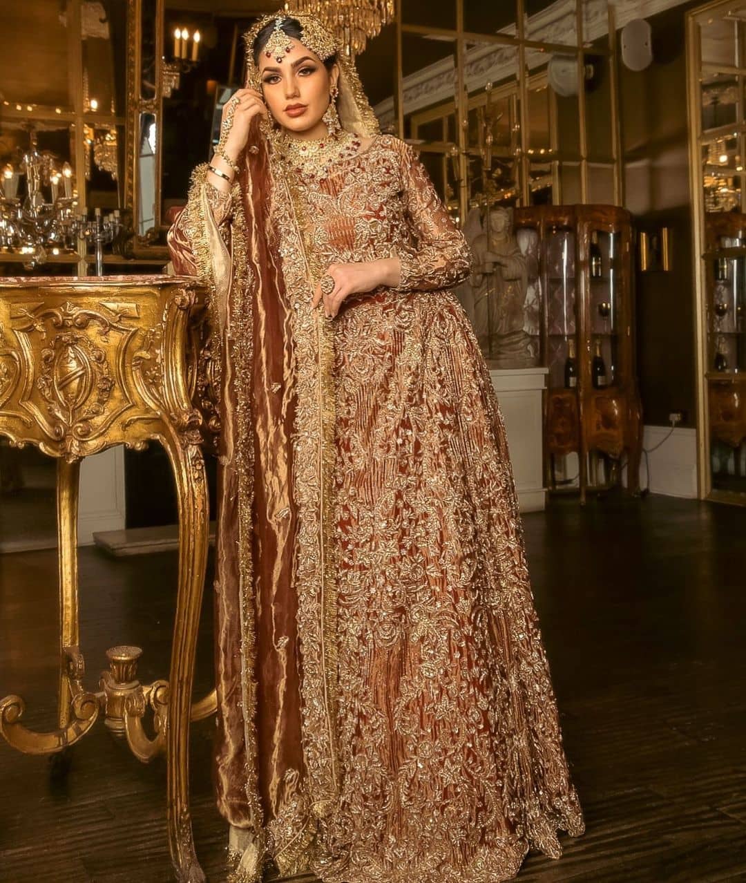 Gold Toned Glamour Pakistani Bridal Lehenga