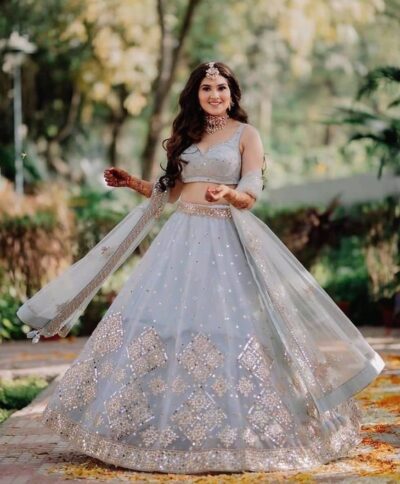 55 Blue Bridal Lehenga - Bride in Blue - Wedding | Reception | Fusion