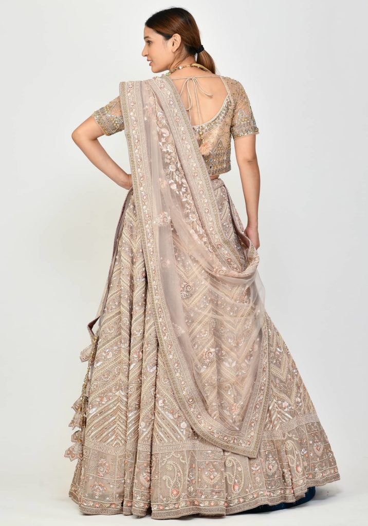 Taupe foil lehenga set