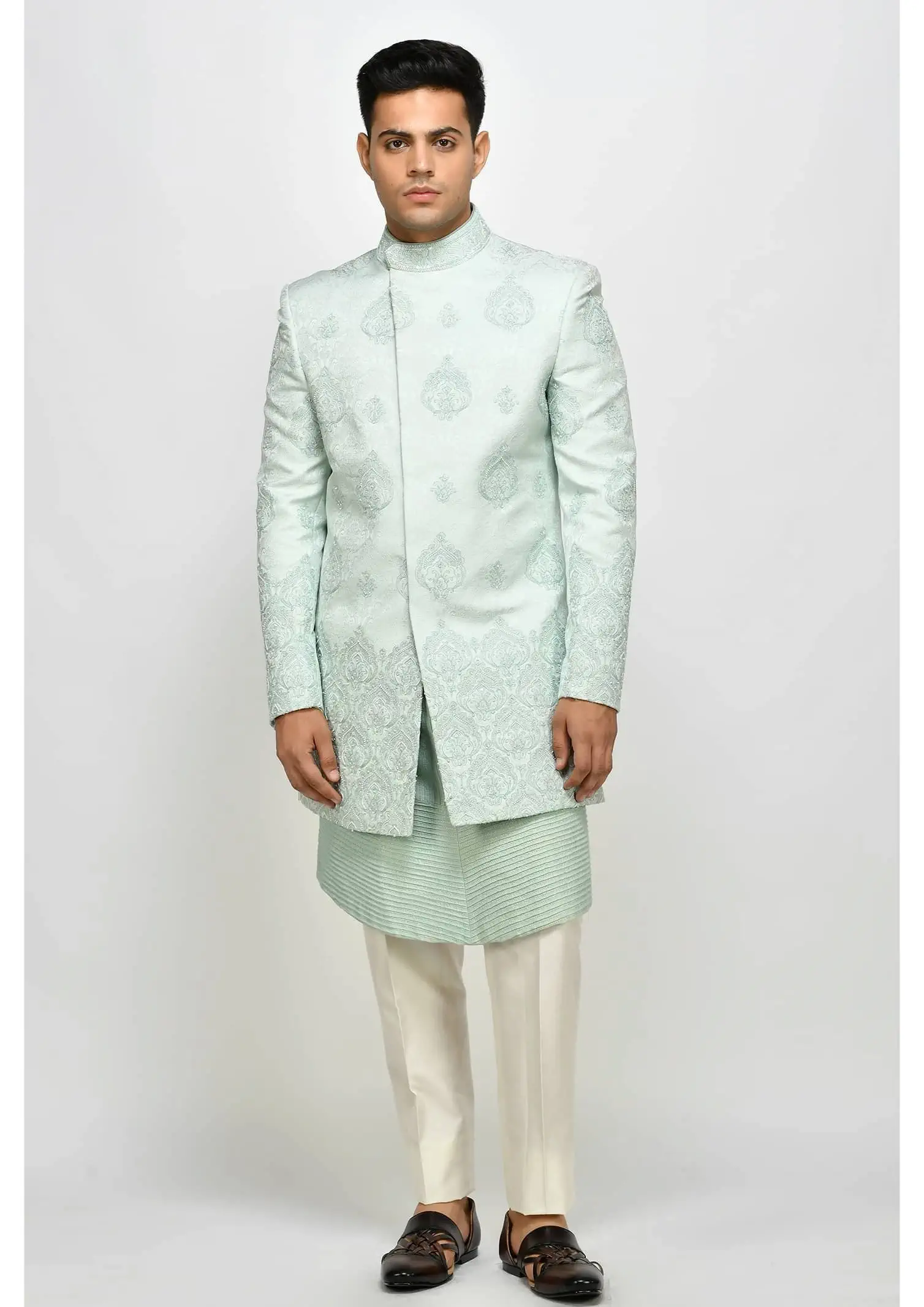 Buy Embroidery Mens Wedding Wear Sherwani Set Self Design for Party Grooms  Haldi Sangeet Bespoke Designer Jodhpuri Achkan With Kurta Salwar Online in  India - Etsy