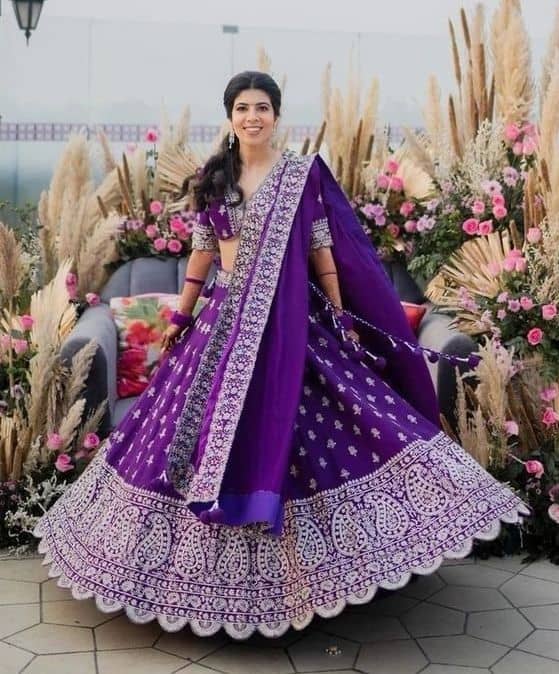 Purple Silk Lehenga for Wedding