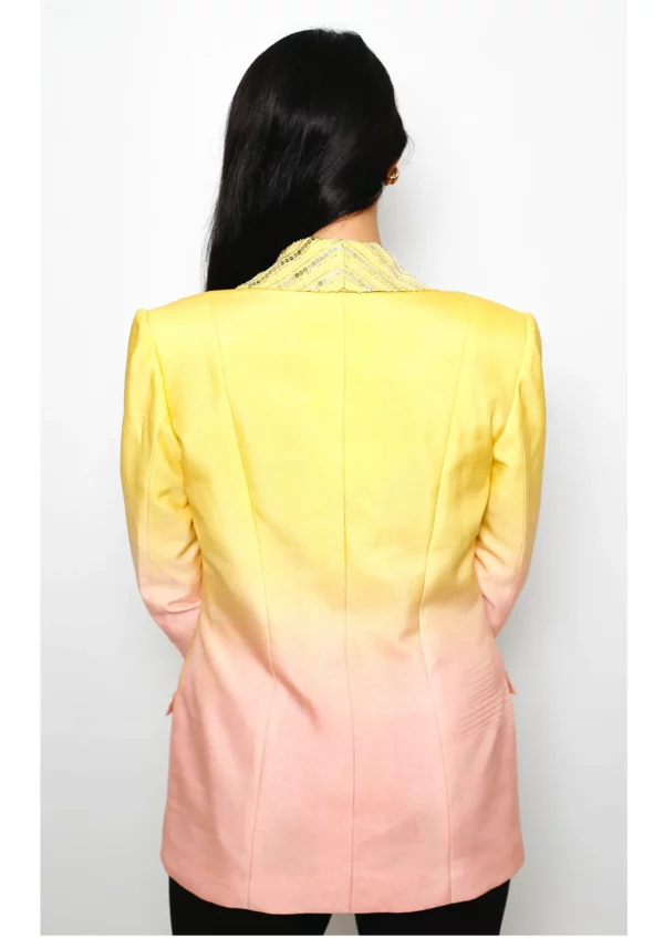Pink and Yellow Ombre Blazer with Sequin Work GetEthnic